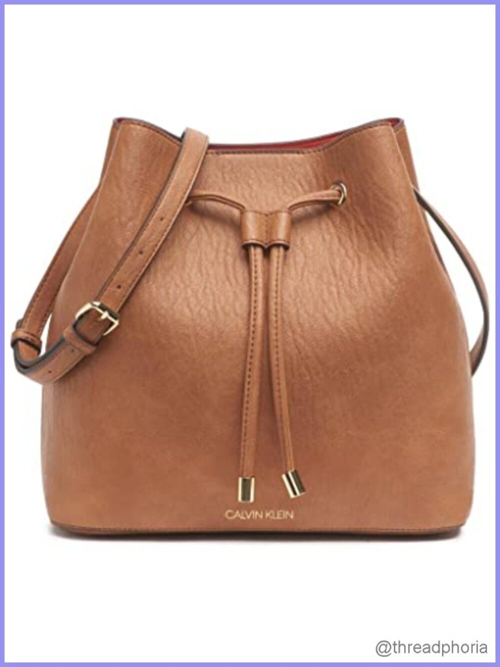 Faux Leather Convertible Bucket Shoulder Bag w/ Drawstring, Pockets - Everyday